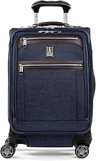 Platinum Elite Softside Expandable Carry on Luggage, 8 Wheel Spinner Suitcase, USB Port, Laptop and Tablet Sleeves, Men and Women, True Navy Blue, Carry On 20-Inch