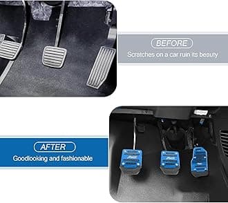 3 PCS Car Throttle + Brake + Clutch Pedal Kit, Thickened Alloy + High Elastic Striped Rubber Anti-Slip Transmission Pedal Cover Anti-Friction Pedal, for Most Manual Transmission Cars (Blue)