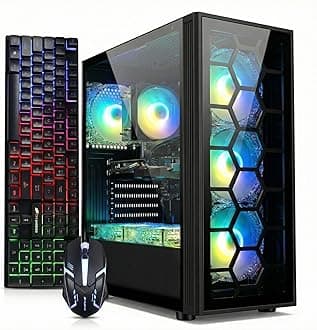 Gaming Desktop PC,Intel Core I7 3.4 GHz up to 3.9 GHz,GeForce RTX 2060 6G GDDR6,16G RAM,512G SSD,WiFi,BT 5.0,RGB Fanx6,RGB Keyboard&Mouse,RGB Mouse Pad,RGB BT Sound Bar,W10H64