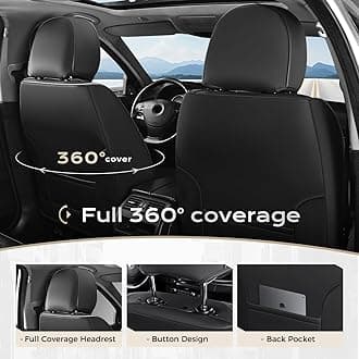 Coverado Car Seat Covers Full Set, 5 Seats Car Seat Protector, Car Seat Cover, Breathable Car Seat Covers Front Seats Back Seats, Black Car Seat Cushion Fit for Most Vehicles Black