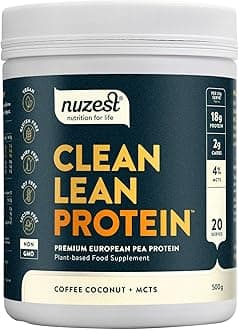 Vegan Protein Powders by Nuzest - Clean Lean Protein - Coffee Coconut + MCT's - Plant Based Pea Protein Shake - Low Calorie & Low Carb - Gluten Free - Dairy Free - 500g (20 Servings)