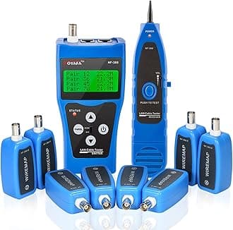 Cable Tracer, Network Cable Tester Wire Tracker with 8 Far-End Jacks for Test Ethernet LAN Network Cat5 Cat6 Phone Wire Coaxial Cable