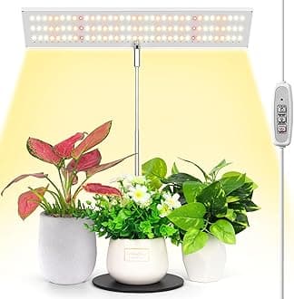 Grow Light, Full Spectrum LED Plant Light for Indoor Plants, Height Adjustable Growing Lamp with Auto On/Off Timer 4H/8H/12H, 4 Dimmable Brightness, Ideal for Home Desk Plant Lighting