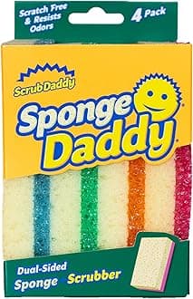 Scrub Daddy Sponge Daddy, Dual Sided Sponge Scrubber, Dish Sponges for Washing up, Non Scratch Scourers for Cleaning Dishes, Bathroom Scrubbing Tool, Assorted Kitchen Sponges Multipack