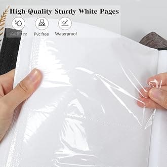 RECUTMS Photo Album 4x6 300 Photos, Retro Leather Cover with Oval DIY Front Window for Wedding Family Leather Cover Picture Albums Holds 300 Vertical 4x6 Photos (White)