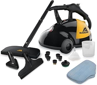 McCulloch MC1275 Heavy-Duty Steam Cleaner, 45 Minute Runtime, 18 Accessories: Mop Head, Brushes, & More - Built for Home, Tile, Grout, Carpet, Furniture, & Personal Car Detailing