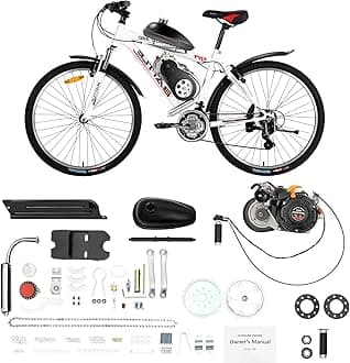 100CC 4 Stroke Bicycle Engine Kit 3HP Gas Powered Bike Motor Kit Single Cylinder Air Cooling Bicycle Conversion Kit 2KW Hand Start Bicycle Engine Kit (Belt style)
