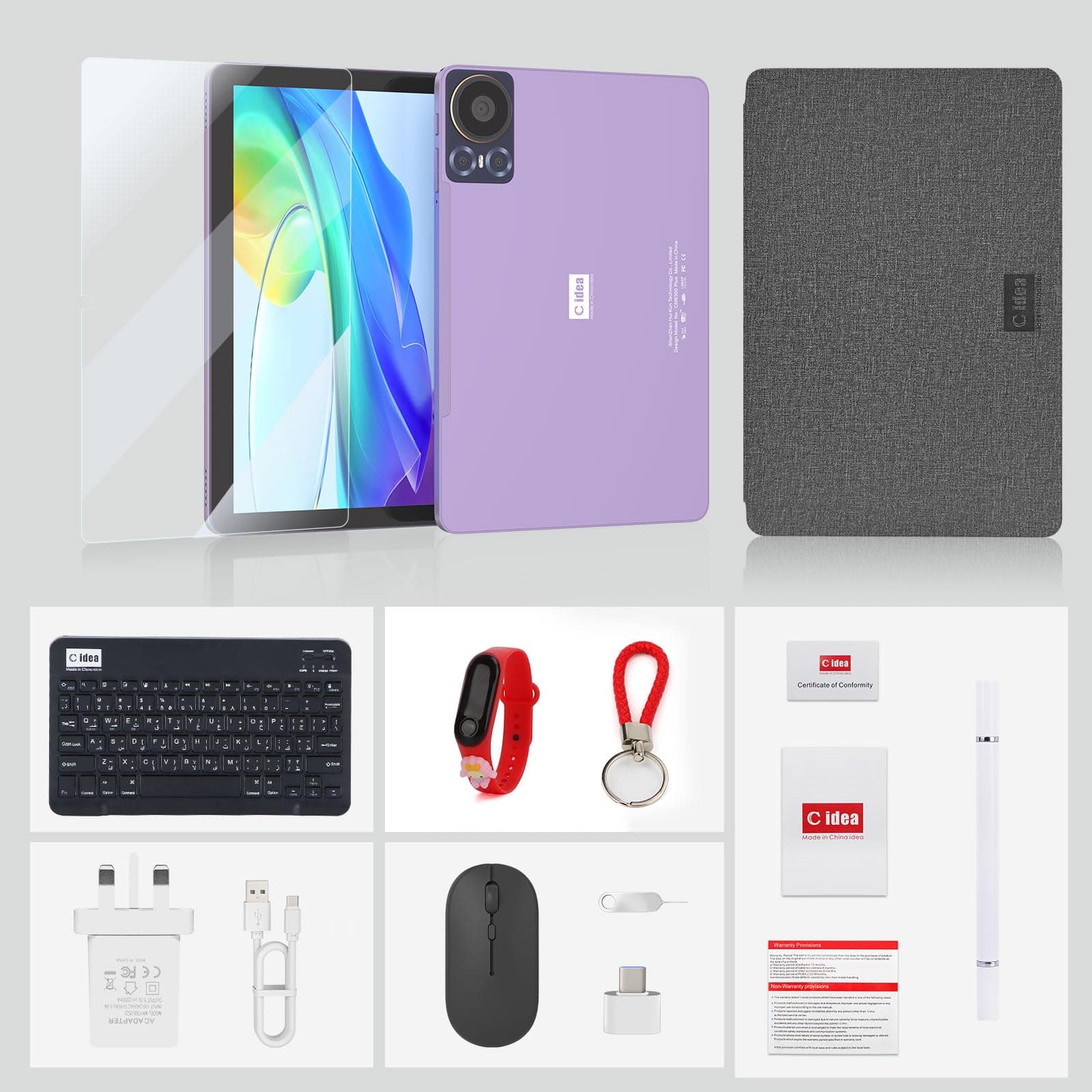 C idea10.1 Inches Tablet,Android 13 Tab,5G Tablet Dual SIM 8GB RAM 1TB ROM,10000mAh Battery With Bluetooth,WIFI and GPS CM8300plus (Purple)