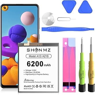 SHENMZ 6200mAh Battery Replacement for Samsung Galaxy A12 (Upgraded) - Compatible with SM-A125F/U/M Models - Includes Repair Tools