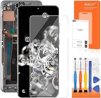 Samsung Galaxy S20 Ultra 5G Screen Replacement Display S20 Ultra 5G LCD for Samsung S20 Ultra Digitizer and Touch SM-G988U Screen SM-G988B Mounting Grey with Frame (Support