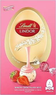 Lindor Strawberries and Cream Chocolate Easter Egg 260g – Chocolate Truffles with Strawberries and Cream Filling – Spring Inspired Easter Chocolate – Easter, gift