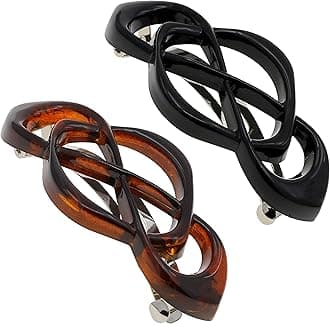 Camila Paris Bundle French Hair Barrette for Girls Thick Hair, Hair Clip Black and Tortoise Shell, Strong Hold Grip Barrette Hair Clips for Women, Styling Hair Accessories for Women, Made in France