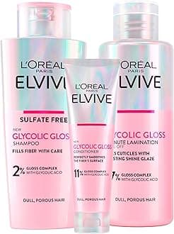 L'Oréal Paris Elvive Glycolic Gloss Conditioner + Shampoo + 5 Minute Lamination Treatment for Dull and Porous Hair, Elvital Glycolic Shine, Intensive and Long-Lasting Shine Care - 3