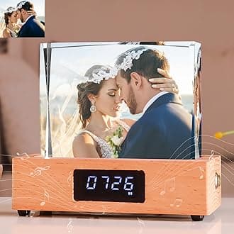 Personality Rectangular Night Light 3D Crystal Light Custom Color Photo LED Light Discoloration Belt Clock Base Personality Gift Men Women Home Office Desktop Decorations