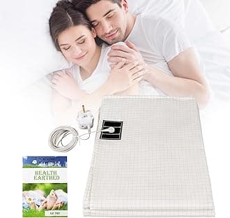 Grounding Mat Earthing UK, Grounding Bed Sheet with 10% Silver Fiber & 90% Organic Cotton, Natural Wellness and Healthy Earth Energy Mat (153×203cm), H3283093