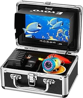 Portable Underwater Fishing Camera Waterproof 1000TVL Video Fish Finder 7 inch LCD Monitor 12pcs IR Infrared Lights for Ice Lake and Boat Fishing (50m Cable)