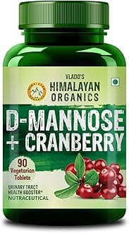Himalayan Organics Organics D-MANNOSE + Cranberry Antioxidant Rich Supplement for Kidney Health | Useful for Bladder Infections & UTI | for Mens and Womens- 90 Tablets