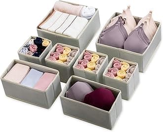Kootek8 Pack Drawer Organizer Clothes, Dresser Drawer Organizers for Clothing Fabric Foldable Closet Organizers and Storage Bins for Baby Clothes, Nursery, Underwear, Bras, Socks