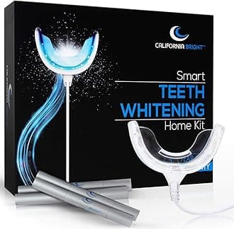 Smart Teeth Whitening Home Kit with 16X LED Light Mouthpiece, 4 Whitening Gel Pens, Portable Case and Dental Shade Guide – Smartphone & USB Compatible
