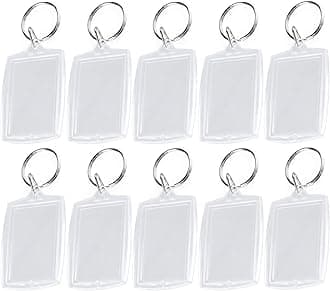 25PCS Transparent Acrylic Plastic Photo Frame Keychain Small Portable Insertable Picture Holder DIY Key Chain Key Ring Case for Women and Men