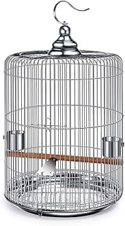 Hanging Birdcage Pet Supplies Stainless Steel Bird Cage Outdoor Bird Villa Round Birdhouses (Size : 33cm high)