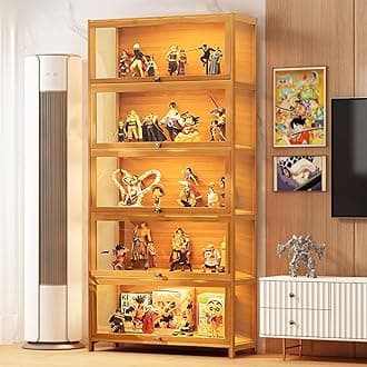 Display Cabinet with Acrylic Glass Doors, 5-Tier Curio Cabinet, Collectibles Toy Organizers Rack & Display Shelf, High Display Case for Home, Office, Playroom, Living Room