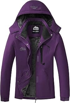 ELLSWOS Womens Winter Coats Waterproof Ski Jacket Warm Snow Jackets Windproof Windbreaker Hooded Raincoat