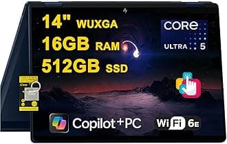 HP OmniBook X Flip 2-in-1 Laptop 14" WUXGA IPS Touch (400nits) Intel 8-core Ultra 5 226V (Up to 40 Tops) 16GB RAM 512GB SSD for Creator Designer Business Professional Win11 ICP Hub/Copilot+ AI PC