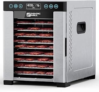 Pro Food Dehydrator Machine | 10 Stainless Steel Trays | Dryer for Jerky, Dog Treats, Herb, Meat, Beef, Fruit | Keep Warm Function, Digital Timer and Temperature Control, ETL Approved