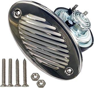 5190512 Boat Horns 316 Stainless Steel 12V 125DB Waterproof Marine Horn Sound Bright With Two Types of 316 Stainless Steel Mounting Screws