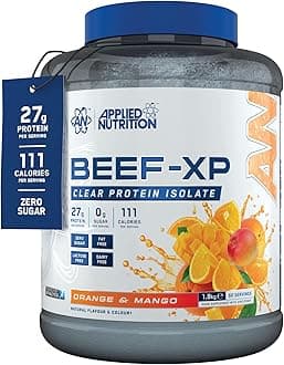 Applied Nutrition Clear Hydrolysed Beef Protein Isolate Powder, Fruit Juice Style, Dairy Free, Lactose Free, Zero Sugar, Low Fat, 1.8kg - 60 Servings (Orange & Mango)