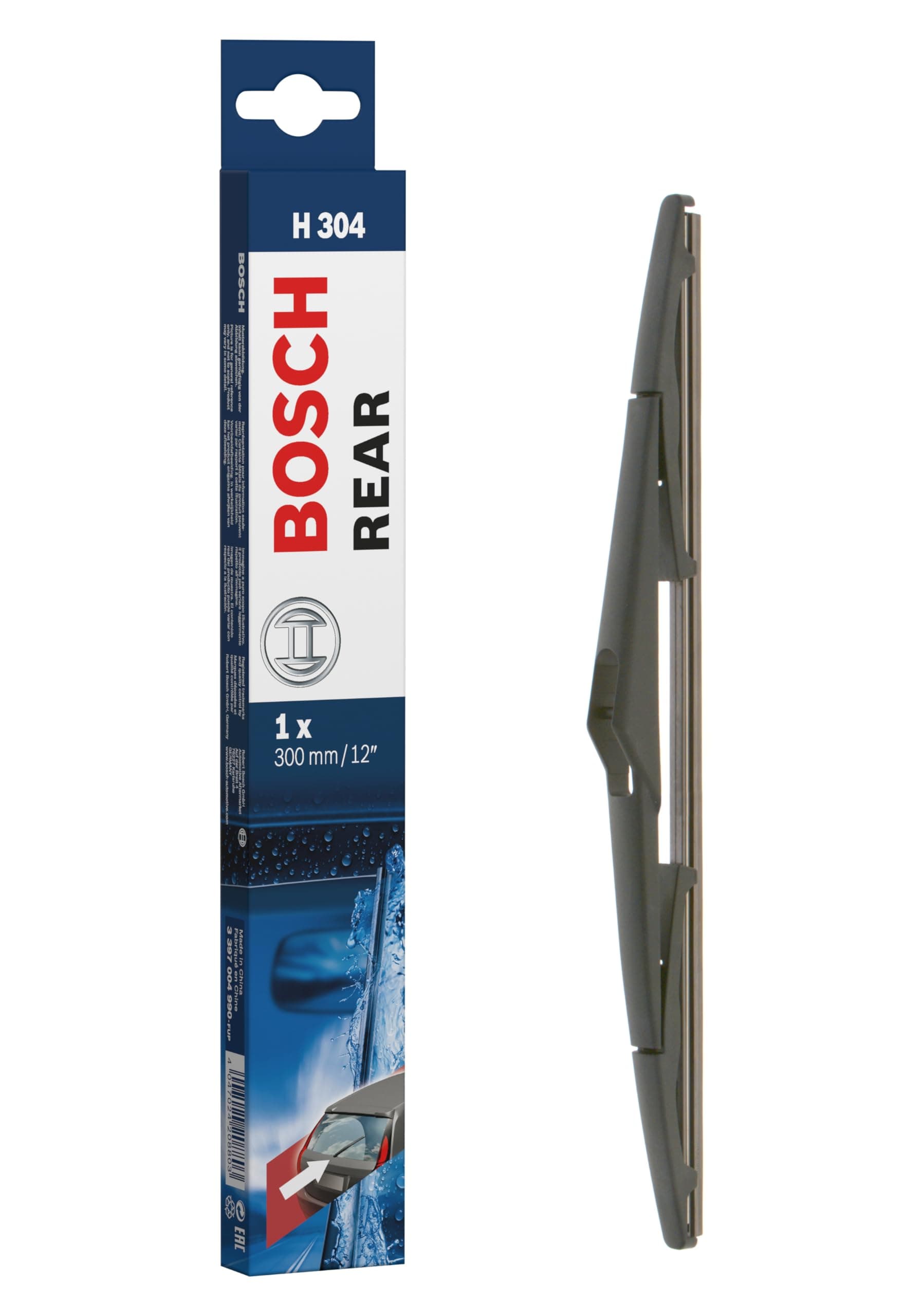 Bosch Rear Wiper H 304 - Excellent Cleaning Performance - Replacement Blade for Back Windscreen - 1 Blade, 300mm