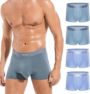 VEEAMON Men's Modal Boxer Briefs Seamless Underwear Microfiber Comfortable Soft 4-Pack With Gift Box