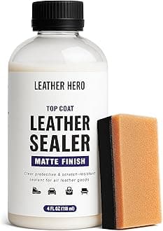 Leather Hero Top Coat – Leather Sealant & Protective Finish for Dye, Paint, Car Seats, Shoes & More – Scratch-Resistant Color Restorer with Applicator – 4oz (Matte Finish)