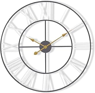 Large Wall Clock for Living Room Decor - 24 inch Big Wall Clock Decorative - Battery Operated - Roman Numeral Analog Large Clock for Bedroom, Room, Home, Kitchen, Office, Wall Decor (White)