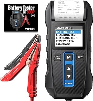 TOPDON Car Battery Tester BT300P-A, 12V 24V Battery Tester with Printer, with Battery Test, Cranking Charging Test for 100-2000CCA Batteries, Carrying Bag, 3 Rolls of Printing Paper Included