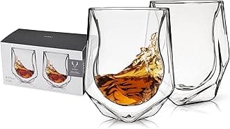Viski Aerating Whiskey Tumbler, Whiskey Tasting Glass, Double Walled Snifter, Specialty Bourbon Tumbler, Clear Glass, Dishwasher Safe, 6 Oz, Set of 2