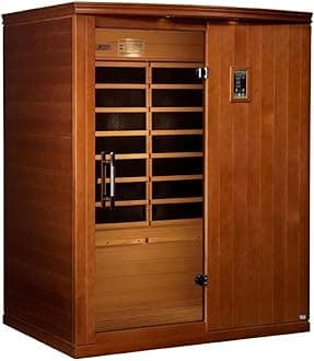 DYNAMIC SAUNAS Madrid Elite 3-Person Ultra Low EMF FAR Infrared Sauna with Red Light Therapy & Bluetooth Speakers | Personal Indoor Dry Heat Sauna for Home & Gym – Made from Canadian Hemlock