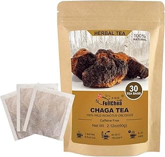 FullChea - Chaga Tea Bags, 30 Teabags, 2g/bag - Premium Chaga Mushroom Tea - Non-GMO - Naturally Caffeine-free Herbal Tea - Rich In Antioxidants & Aid in Digestion