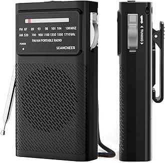 SEANCHEER 169 Mini Portable Radio Battery Operated, Small Pocket Transistor Radio Support AM/FM with Tuning Light, Personal Simple Radio for Elderly with Speaker