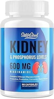 Kidney Cleanse Detox & Repair – Kidney Support Supplement with 600mg Niacinamide, Chitosan Oligosaccharide, Curcumin, Probiotics – Phosphorus Binder – 60 Capsules