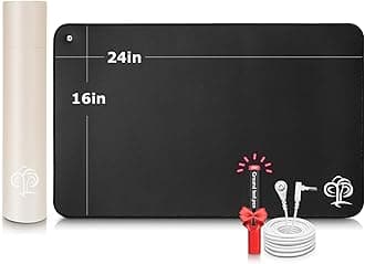 Grounding Mat for Desk to Improve Sleep, Pain Relief, Inflammation, Balanced Energy, 16 x 24 inch 3MM Thickened Earthing Mat Grounding Pad for Feet, Working, Yoga, Enjoy The Grounding Effect at Home