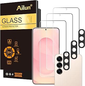 Ailun Glass Screen Protector for Galaxy S25 3 Pack + 3 Pack Camera Lens Tempered Glass Fingerprint Unlock Compatible 0.25mm Anti-Scratch Case Friendly Clear - HD