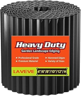 LAVEVE Corrugated Metal Garden Edging 12" x 20Ft, Landscape Edging Border for Lawn, Flower Bed, Garden Fence, Paver Edging (Black)