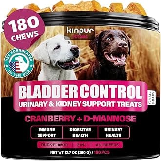 Dog Cranberry Supplement - Natural Aid for Urinary Tract, Bladder, Kidney Health - Immune Support for Dogs of All Ages and Breeds - American Quality - 180 Cranberry Chews for Dogs with Duck Flavor