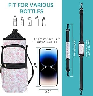 AUPET Water Bottle Sling Bag Sleeve Holder Carrier 25/32/40/64 oz,Insulated Crossbody Water Bottle Case Cover with Strap and Pockets for Men/Women Walking Hiking