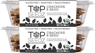 Top Seedz Certified Organic Gluten Free 6 Seed Crackers | 2-Pack | 5 Ounces | Healthy Vegan Crackers with Plant Based Protein | Made of Sunflower, Flax, Sesame and Pumpkin Seed