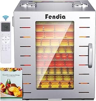 - Food Dehydrator for Jerky, Remote Control, Large 10 Stainless Steel Trays, 1000W Fruit Dehydrator, 24H Timer and 194°F Temperature Control, Overheat Protection, Food Dryer for Jerky, Fruit, Dog Treats
