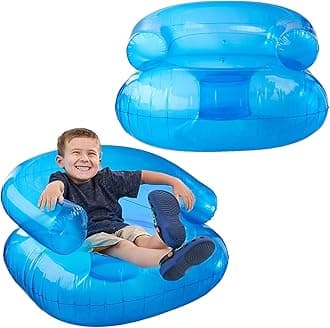 2 Pcs Inflatable Kids Chairs Blue Sequin Style, 200 Pounds Bearing Capacity, Portable for Camping, Beach, Pool, Inflatable Sofa
