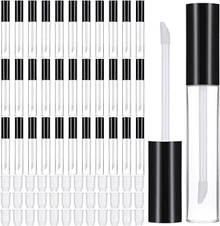 Giantree 50 Pack 10 ml Empty Lip Gloss Tube Containers, Refillable Lip Balm Bottle Plastic Reusable Gloss Container Lipstick Bottle with Rubber Insert for Travel DIY Makeup Personal Cosmetic